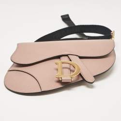 Pre Owned Dior Pink/Black Leather Saddle Belt Bag