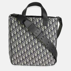 Dior Canvas and Leather Oblique Jacquard Saddle Tote Bag