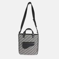 Dior Canvas and Leather Oblique Jacquard Saddle Tote Bag