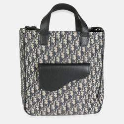 Dior Canvas and Leather Oblique Jacquard Saddle Tote Bag