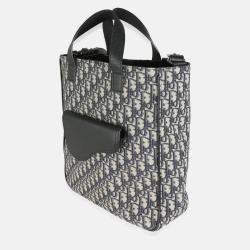 Dior Canvas and Leather Oblique Jacquard Saddle Tote Bag