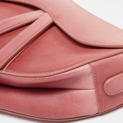 Dior Two-Tone Peach Leather Saddle Shoulder Bag