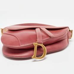 Dior Two-Tone Peach Leather Saddle Shoulder Bag