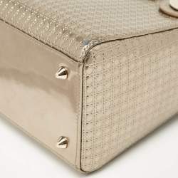 Pre Owned Dior Gold Microcannage Patent Leather Medium Lady Dior Tote