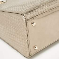 Pre Owned Dior Gold Microcannage Patent Leather Medium Lady Dior Tote