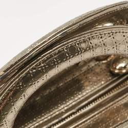 Pre Owned Dior Gold Microcannage Patent Leather Medium Lady Dior Tote