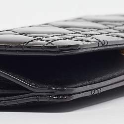 Pre Owned Dior Black Cannage Patent Leather Lady Dior Continental Wallet