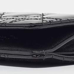 Pre Owned Dior Black Cannage Patent Leather Lady Dior Continental Wallet