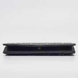 Pre Owned Dior Black Cannage Patent Leather Lady Dior Continental Wallet