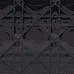 Pre Owned Dior Black Cannage Patent Leather Lady Dior Continental Wallet