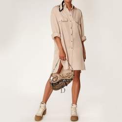 Pre Owned Dior Brown Embroidered Suede and Leather Limited Edition 0167 Embellished Saddle Bag
