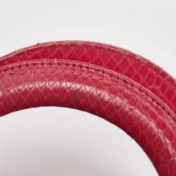 Pre Owned Dior Pink Snakeskin Leather Medium Lady Dior Tote