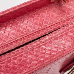 Pre Owned Dior Pink Snakeskin Leather Medium Lady Dior Tote
