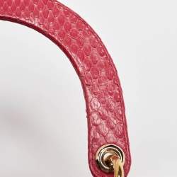 Pre Owned Dior Pink Snakeskin Leather Medium Lady Dior Tote