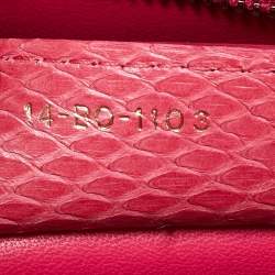 Pre Owned Dior Pink Snakeskin Leather Medium Lady Dior Tote
