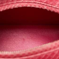 Pre Owned Dior Pink Snakeskin Leather Medium Lady Dior Tote