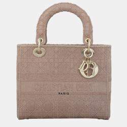 Christian Dior Pink Embroidered Canvas Medium D-Lite Lady Dior bag