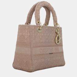 Christian Dior Pink Embroidered Canvas Medium D-Lite Lady Dior bag
