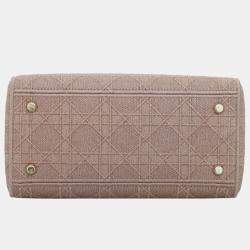 Christian Dior Pink Embroidered Canvas Medium D-Lite Lady Dior bag