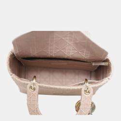 Christian Dior Pink Embroidered Canvas Medium D-Lite Lady Dior bag