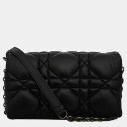 Christian Dior Black Calfskin Leather Caro Macrocannage Mini Bag
