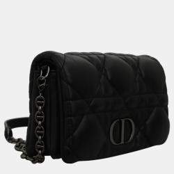 Christian Dior Black Calfskin Leather Caro Macrocannage Mini Bag