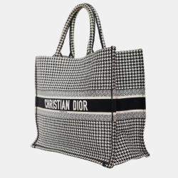 Christian Dior Black/ White Houndstooth Large Book Tote Bag