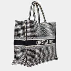 Christian Dior Black/ White Houndstooth Large Book Tote Bag