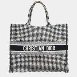 Christian Dior Black/ White Houndstooth Large Book Tote Bag