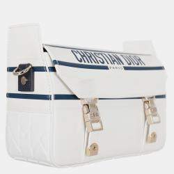 Pre Owned Christian Dior White/ Blue Small DiorCamp Messenger Bag