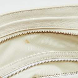 Dior White Leather Buckle Detail Zip Satchel