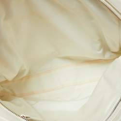 Dior White Leather Buckle Detail Zip Satchel