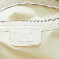 Dior White Leather Buckle Detail Zip Satchel