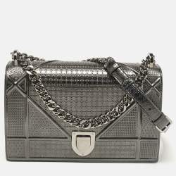 Dior Grey Patent Leather Medium Diorama Shoulder Bag