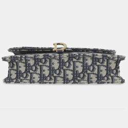 Dior Blue Oblique Canvas Saddle Wallet On Chain