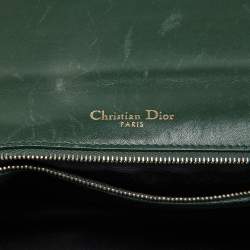 Dior Green Crackle Leather Large Diorama Flap Shoulder Bag