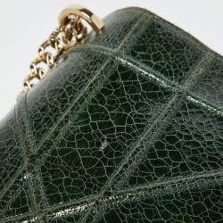 Dior Green Crackle Leather Large Diorama Flap Shoulder Bag