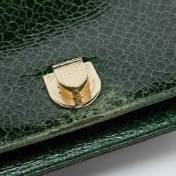 Dior Green Crackle Leather Large Diorama Flap Shoulder Bag