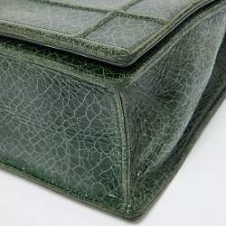 Dior Green Crackle Leather Large Diorama Flap Shoulder Bag