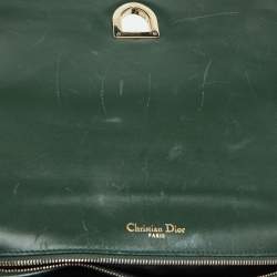 Dior Green Crackle Leather Large Diorama Flap Shoulder Bag