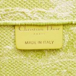 Pre Owned Dior Green/White Embroidered Canvas Medium Toile De Jouy Book Tote