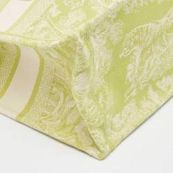 Pre Owned Dior Green/White Embroidered Canvas Medium Toile De Jouy Book Tote