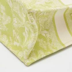 Pre Owned Dior Green/White Embroidered Canvas Medium Toile De Jouy Book Tote