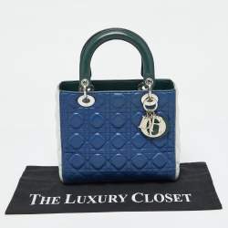 Pre Owned Dior Multicolor Cannage Leather Medium Lady Dior Tote