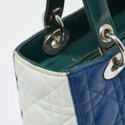 Pre Owned Dior Multicolor Cannage Leather Medium Lady Dior Tote