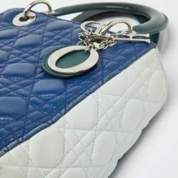Pre Owned Dior Multicolor Cannage Leather Medium Lady Dior Tote