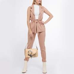 Pre Owned Dior Beige Leather Mini Gaucho Crossbody Bag