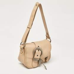 Pre Owned Dior Beige Leather Mini Gaucho Crossbody Bag