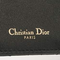 Pre Owned Dior Black Cannage Leather Dior Addict Compact Wallet