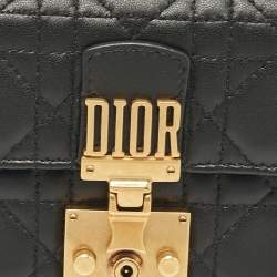 Pre Owned Dior Black Cannage Leather Dior Addict Compact Wallet